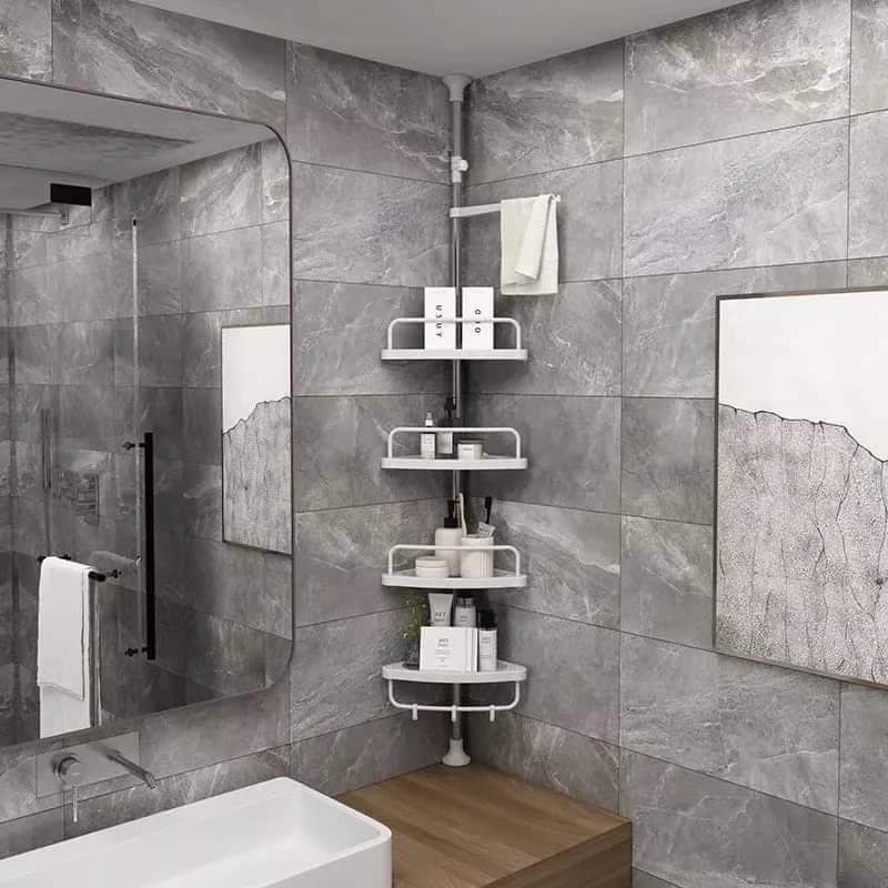 Corner rack in a bathroom