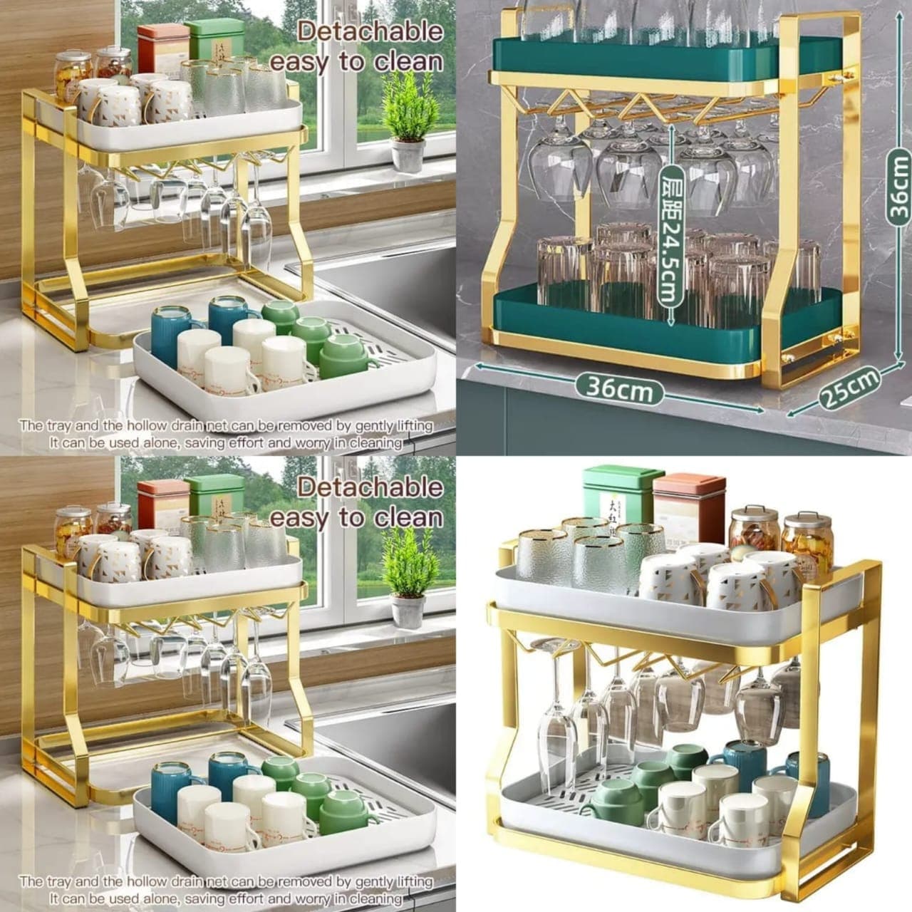 2-tier drying rack with drip tray