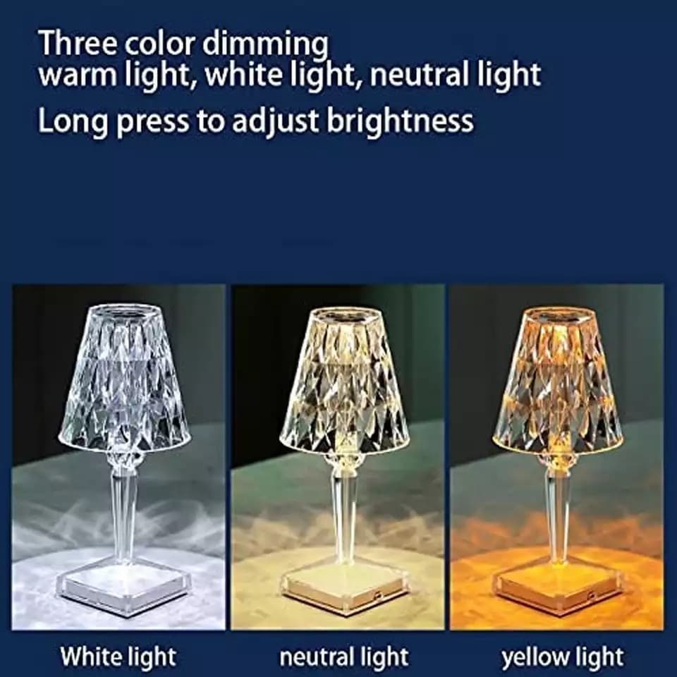 Crystal lamp on a bedside table