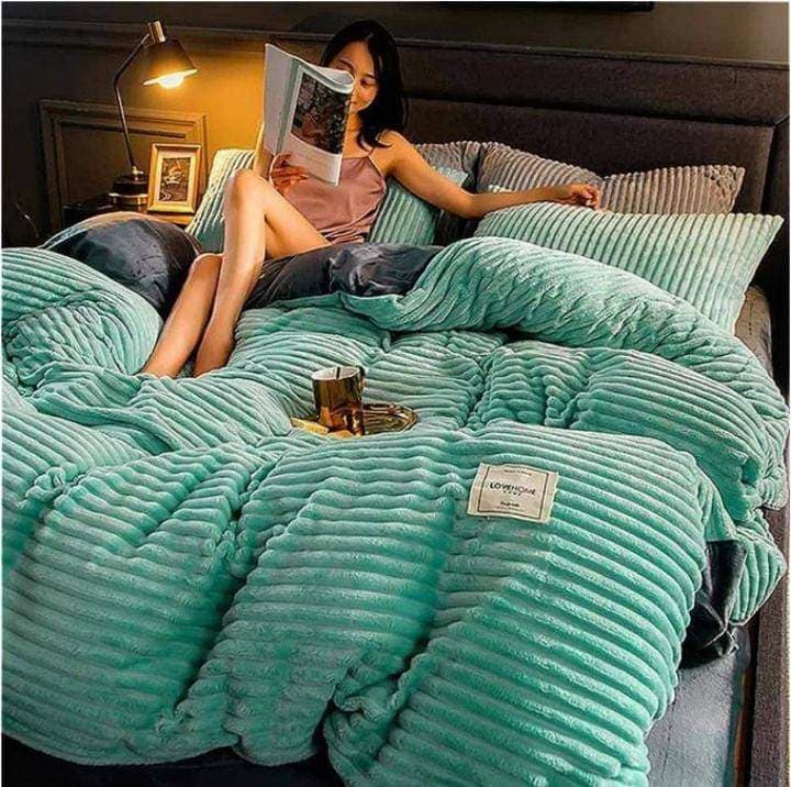 Velvet duvet set on a bed